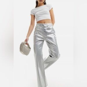Abercrombie & Fitch Silver 90s Relaxed High Rise Pants